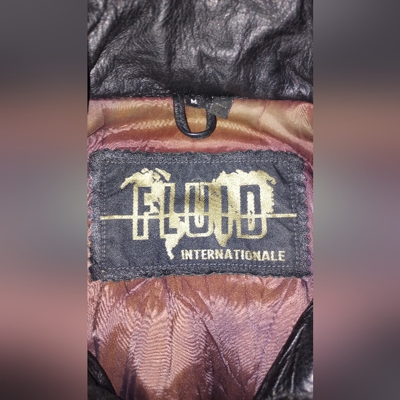 Fluid Internationale Black Leather Bomber Jacket, Size M - Picture 6 of 8